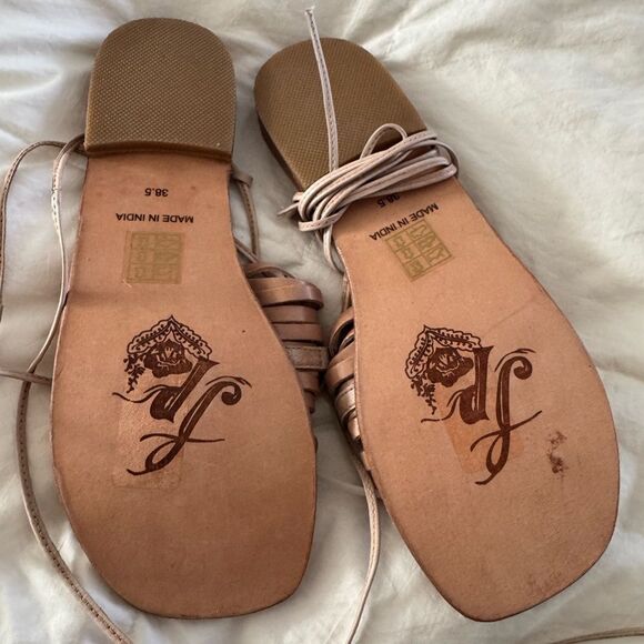 NEW Free People Cami Huarache Leather Wrap Natural Sandals - Picture 4 of 4